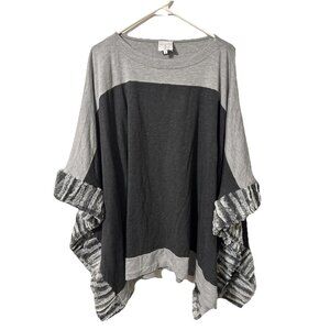 Tess Elliott Studio Oversized Gray Sweater Faux Fur Size Large